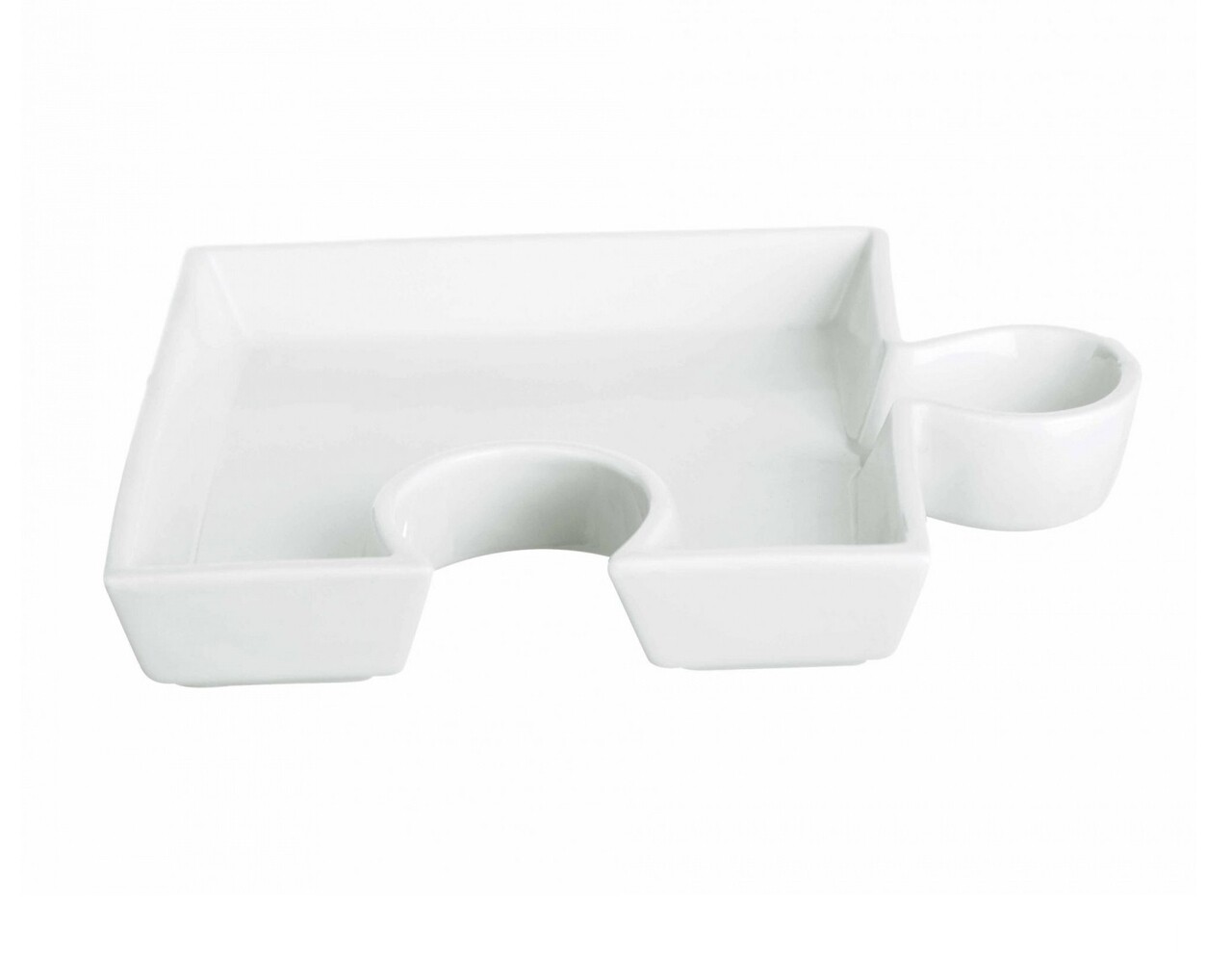 Platou servire aperitive, Puzzle Hors-D'oeuvres-Dish, Excelsa, 19.5x15 cm, portelan, alb - imagine 3